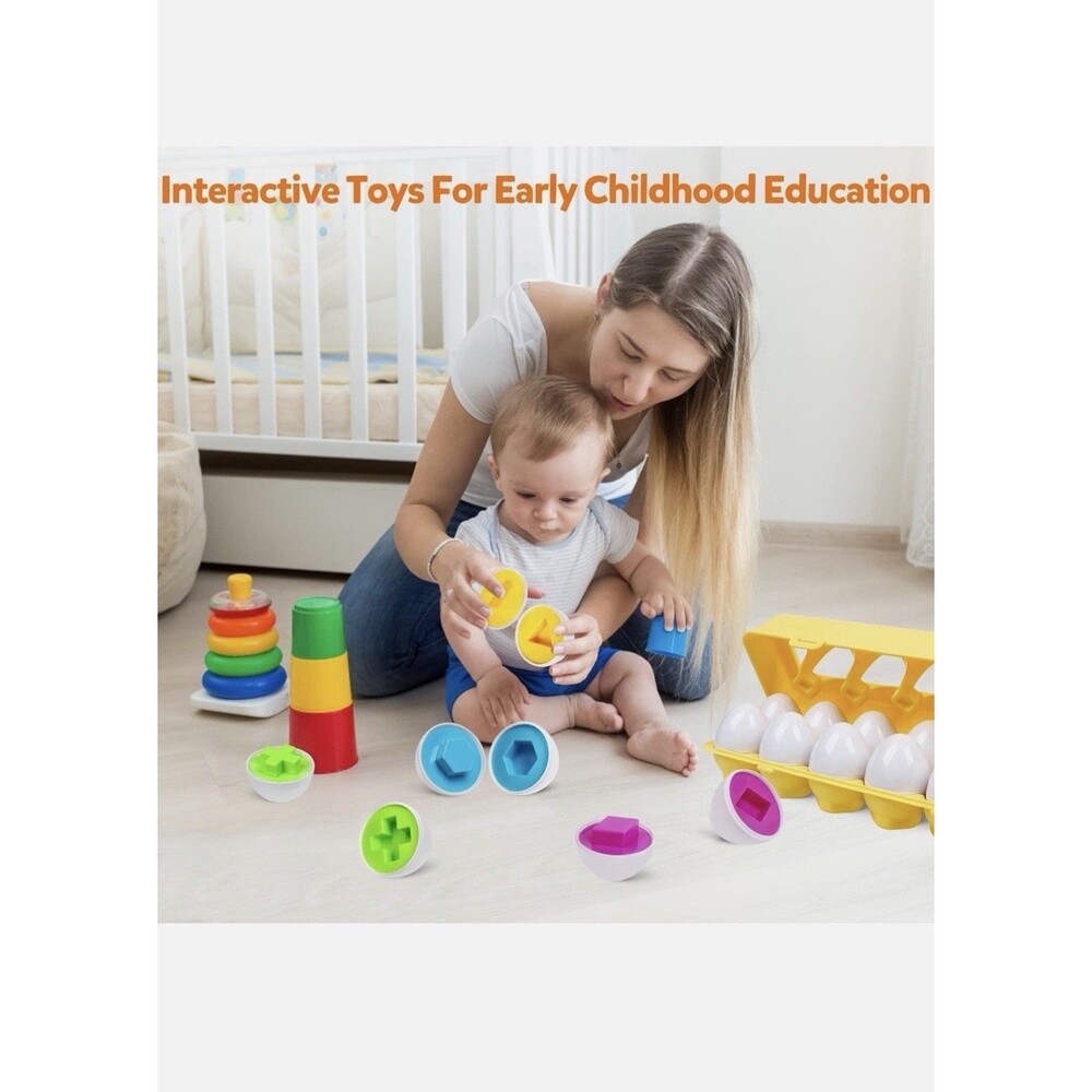 Matching Egg Shape Color Game Toddler Kids Easter Eggs Toys Puzzle Play Set New